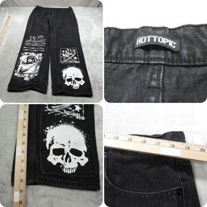 Hot Topic Denim Jeans‎ Mens 38x30 Black Zip Fly Grunge Gothic Relaxed Baggy